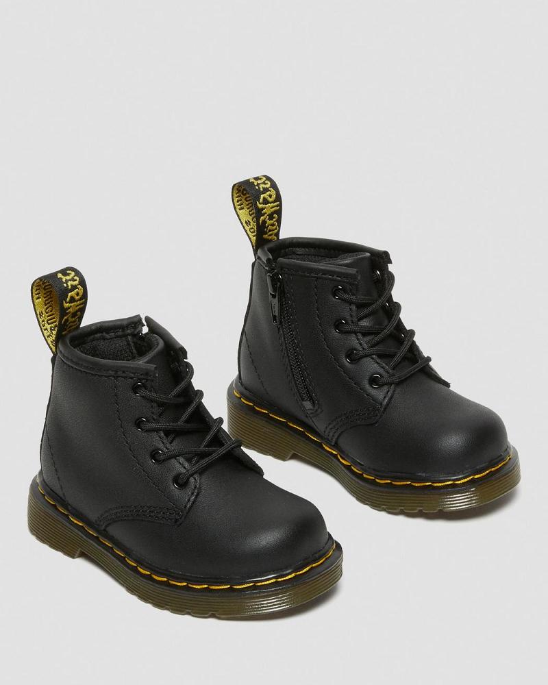 Kids' Dr Martens Infant 1460 Softy T Leather Lace Up Boots Black | AU 672JPQ